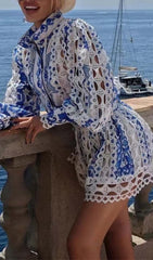 Floral Printed Long Sleeve Midi Dress