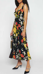 Floral-Print Tie Strap Dress In LUISA