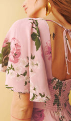Floral-Print V Neck Maxi Dress In Pink