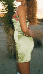 Floral Strap Satin Mini Dress