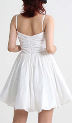 Floral Applique Slim Mini Dress In White