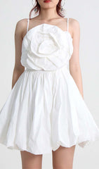 Floral Applique Slim Mini Dress In White