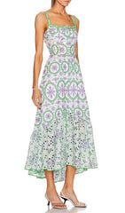 Floral Eyelet Embroidered Maxi Dress In Rose PetalS