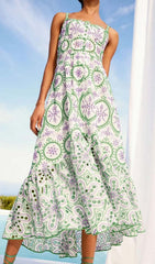Floral Eyelet Embroidered Maxi Dress In Rose PetalS