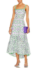 Floral Eyelet Embroidered Maxi Dress In Rose PetalS