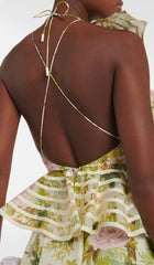 Floral Linen And Silk Midi Dress