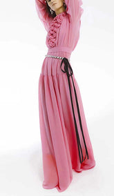 Flower Lantern Long Sleeved Lace UP Dress