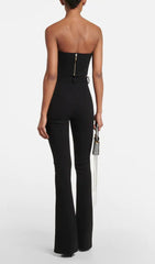 Flower Applique Bustler-Style Top In Black