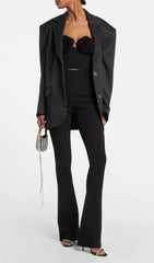 Flower Applique Bustler-Style Top In Black