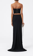 Flower Applique Bustler-Style Top In Black