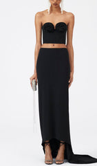 Flower Applique Bustler-Style Top In Black