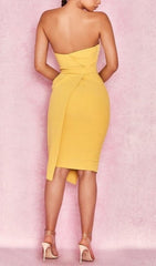 FOLD Front Mini Dress In YelLow