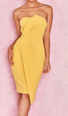 FOLD Front Mini Dress In YelLow