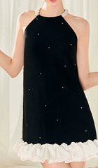 FRILL Pearl Mini Dress In Black
