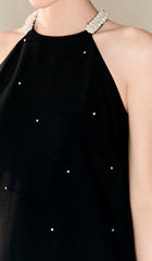 FRILL Pearl Mini Dress In Black