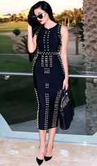 Gold ACCENT Bandage Maxi Dress