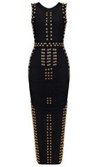 Gold ACCENT Bandage Maxi Dress