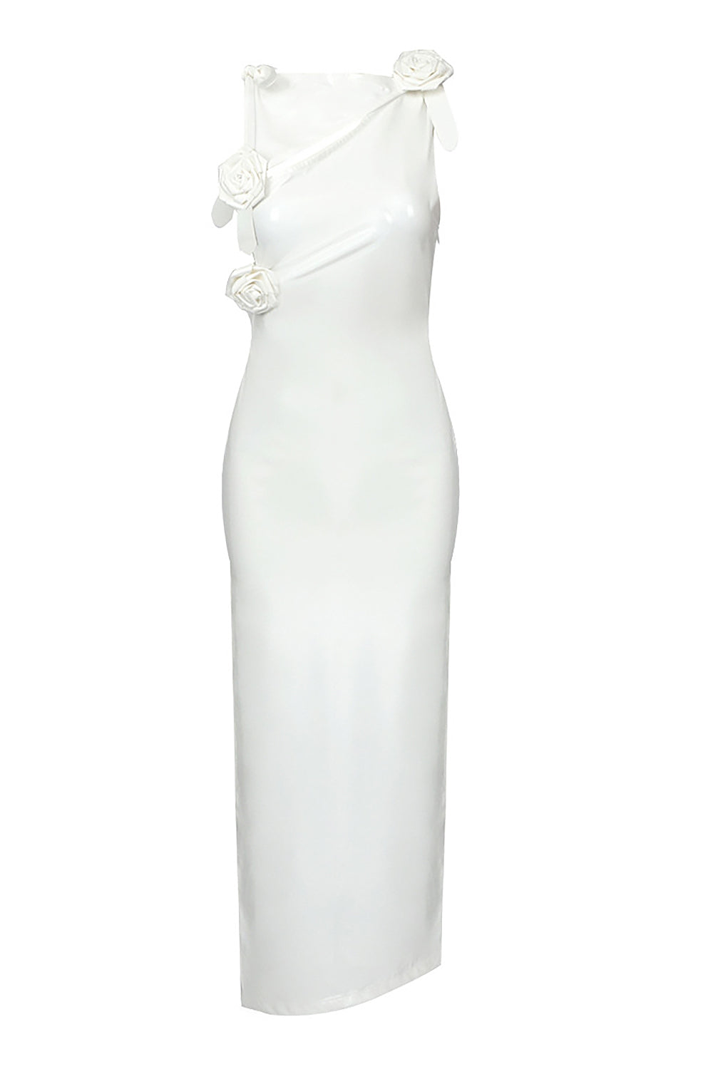 GLAM With EDGY SKInTIGHT LATeX Gown In White