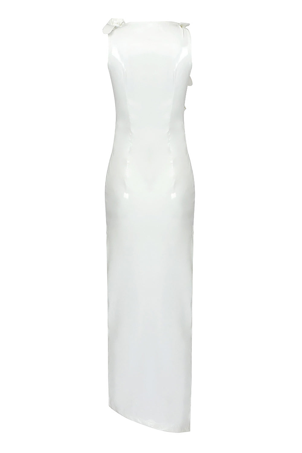 GLAM With EDGY SKInTIGHT LATeX Gown In White