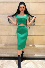 SquAre Neck Bandage Two Pieces