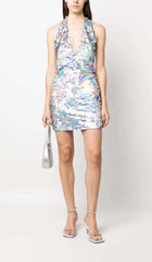 Halter Sequin Mini Dress In MULTI-Color