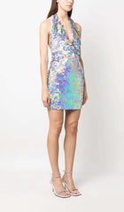 Halter Sequin Mini Dress In MULTI-Color