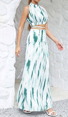 Halter Sleeveless Maxi Dress In MULTI-Color