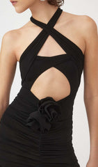 Halter Cut Out Maxi Dress In Black