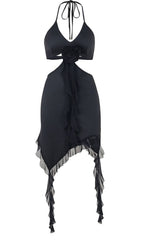 Lace Halter Irregular Mini Dress