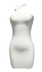 Halter Off -Shoulder Mini Dress In White