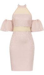 Halter Puff Mini Dress In Pink