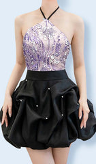HANGInG Neck BUD Mini Dress In Ombre Purple