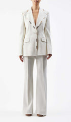 High-RISE FlAred Jacket Suit In Ivory
