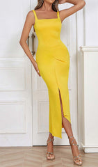 HIP Wrap Bandage Midi Dress In YelLow