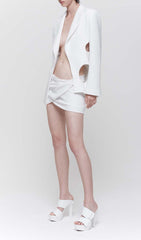 Hollow Out Long Sleeve Jacket Top And Short Skirt