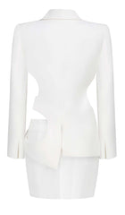 Hollow Out Long Sleeve Jacket Top And Short Skirt