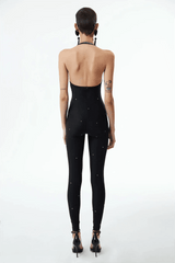 Halter Neck Crystal Backless Jumpsuits