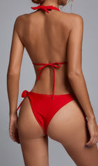 Red Diamond Lace UP Bikini
