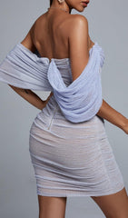 Blue Lace Off Shoulder Corset Dress