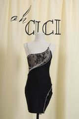 Black Lace Bandage Mini Dress