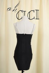Black Lace Bandage Mini Dress
