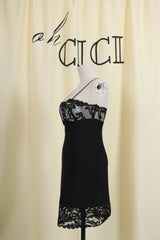 Black Lace Strap Knit Mini Dress
