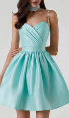 Diamond Suspender Dress In Mint Green
