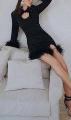 FeaTher Stitched Dress In Black