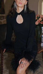 FeaTher Stitched Dress In Black