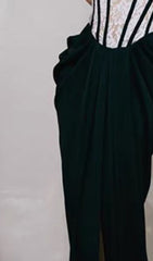 Bandeau Lace Stitched Dress In Black