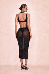 Black Cutout Mesh Bandage Dress