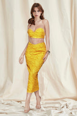 Jacquard Strapless Midi Dress