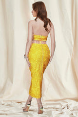 Jacquard Strapless Midi Dress
