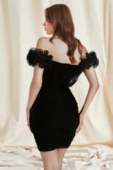 Black Off Shoulder Bandage Mini Dress